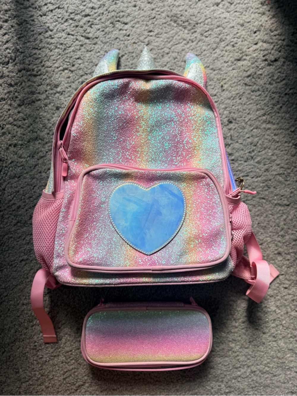 Glitter Unicorn Kids Backpack and matching pencil case